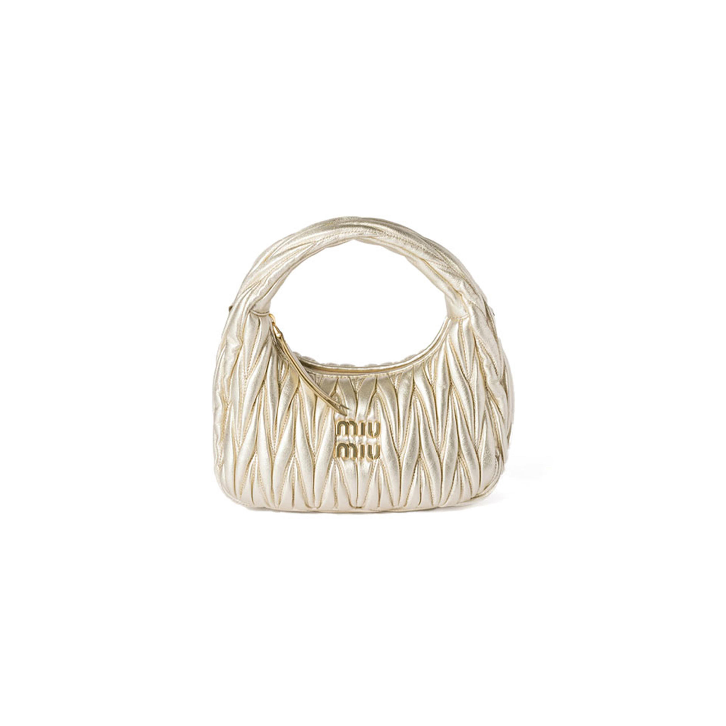 MIU MIU WANDER MATELASSÉ NAPPA LEATHER HOBO BAG 5BC125 (20*17*6cm)